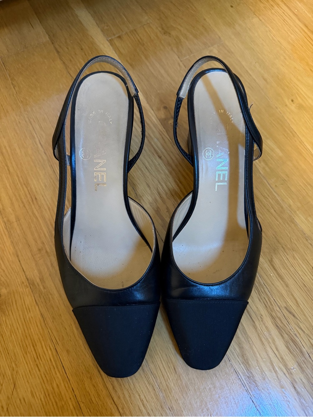 CHANEL Black Slingback Pumps 36